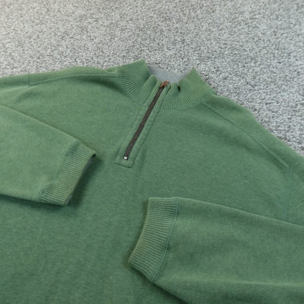 Tommy Bahama Sweater Mens L Green 1/4 Zip Pullover Knit Long Sleeve‎ Sweatshirt